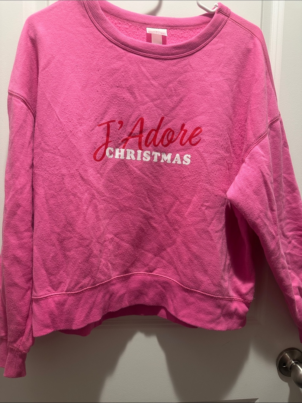 Wondershop Pink Crewneck Sweatshirt with Red and White Holiday Script